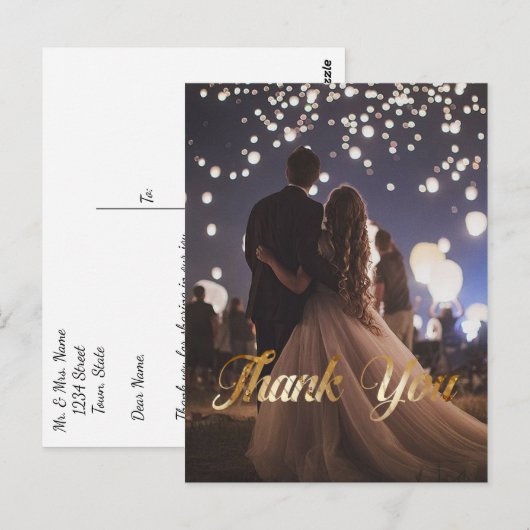 Elegant, Goud, Nep Folie, Dank Je, Aangepaste Foto Briefkaart (Voorkant / Achterkant)