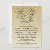 Elegant Goud Nieuwjaar Eve bruiloft uitnodiging (Voorkant)