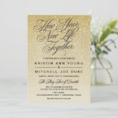 Elegant Goud Nieuwjaar Eve bruiloft uitnodiging (Staand voorkant)