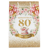 Elegant Goud Nummer 80e Verjaardag Boho Gift Bag Medium Cadeauzakje (Voorkant)