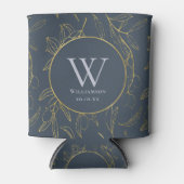 Elegant Goud Olijfblad Bloemen Monogram Bruiloft Blikjeskoeler (Voorkant)