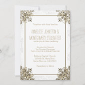 Elegant Goud  Ontwerp op Wit Damask Kaart (Voorkant)