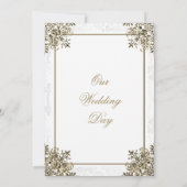 Elegant Goud  Ontwerp op Wit Damask Kaart (Achterkant)