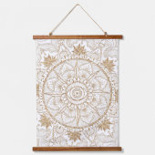 Elegant Goud Oog Zon Maan Mandala Wit Hangend Wandkleed (Voorkant)