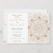 Elegant Goud Oog Zon Maan Mandala Wit Kaart (Voorkant)