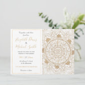 Elegant Goud Oog Zon Maan Mandala Wit Kaart (Staand voorkant)