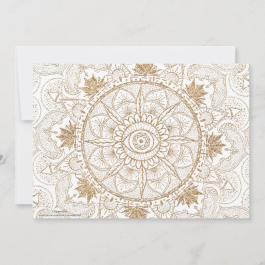 Elegant Goud Oog Zon Maan Mandala Wit Kaart (Achterkant)