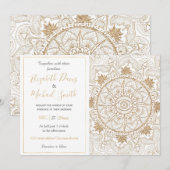 Elegant Goud Oog Zon Maan Mandala Wit Kaart (Voorkant / Achterkant)