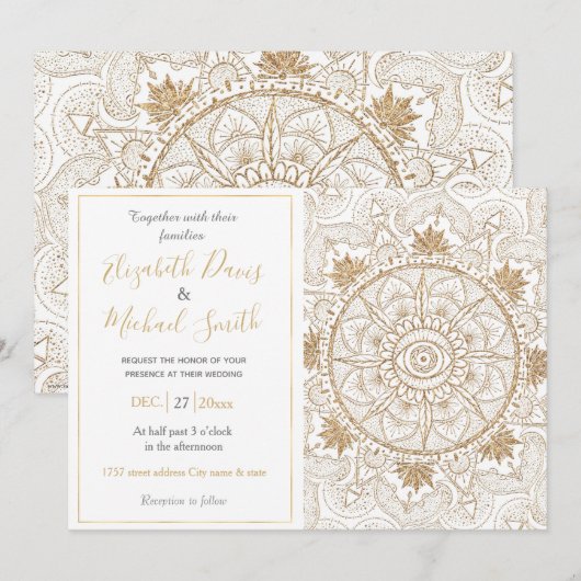 Elegant Goud Oog Zon Maan Mandala Wit Kaart (Voorkant / Achterkant)