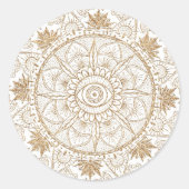 Elegant Goud Oog Zon Maan Mandala Wit Ronde Sticker (Voorkant)