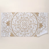 Elegant Goud Oog Zon Maan Mandala Wit Strandlaken (Voorkant)