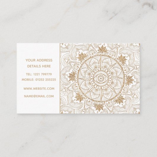 Elegant Goud Oog Zon Maan Mandala Wit Visitekaartje (Achterkant)