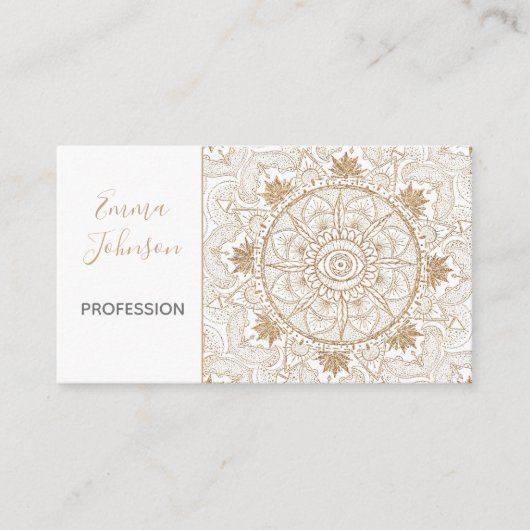 Elegant Goud Oog Zon Maan Mandala Wit Visitekaartje (Voorkant)