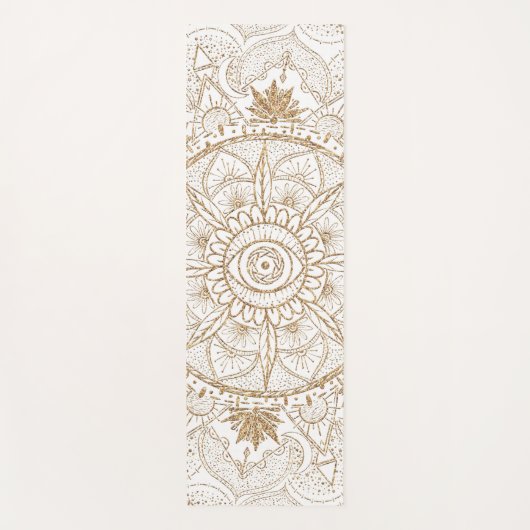 Elegant Goud Oog Zon Maan Mandala Wit Yogamat (Voorkant)