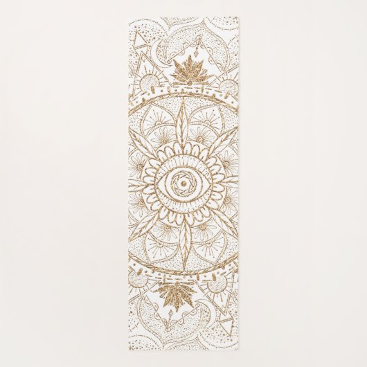 Elegant Goud Oog Zon Maan Mandala Wit Yogamat (Achterkant)