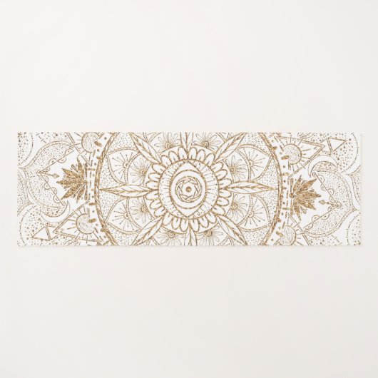 Elegant Goud Oog Zon Maan Mandala Wit Yogamat (Voorkant (horizontaal))