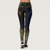 Elegant goud op donkere nevel Bloemen Henna Mandal Leggings (Achterkant)