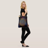 Elegant goud op donkere nevel Bloemen Henna Mandal Tote Bag (Op model)