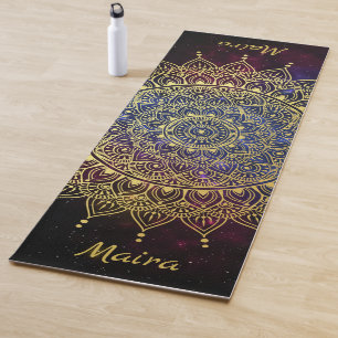 Elegant goud op donkere nevel Bloemen Henna Mandal Yogamat