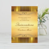 Elegant goud op Gold Quinceanera uitnodiging (Staand voorkant)
