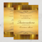 Elegant goud op Gold Quinceanera uitnodiging (Voorkant / Achterkant)