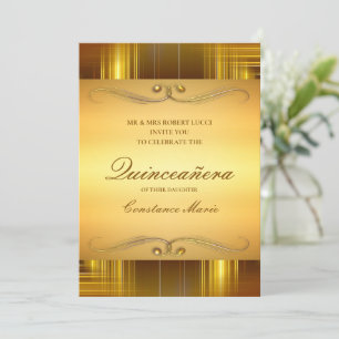 Elegant goud op Gold Quinceanera uitnodiging