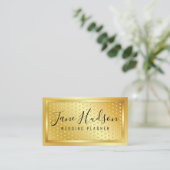 Elegant Goud op Goud Spikkels Minimalistisch 3.5x2 Visitekaartje (Staand voorkant)