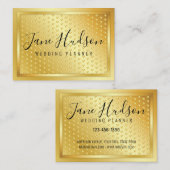 Elegant Goud op Goud Spikkels Minimalistisch 3.5x2 Visitekaartje (Voorkant / Achterkant)