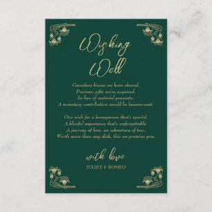 Elegant goud op groene Art Deco wensend goed Kaart