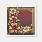 Elegant goud op rode Poinsettia Lijst Decoupage Servet (Voorkant)