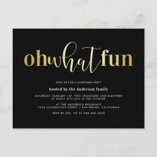 Elegant goud op wat leuk kerstfeest uitnodigt briefkaart