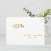 Elegant goud op wit | gepersonaliseerde trouwringe kaart (Staand voorkant)