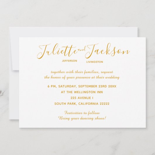 Elegant goud op wit | gepersonaliseerde trouwringe kaart (Achterkant)