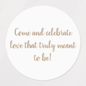 Elegant goud op witte bruiloft uitnodiging sticker (Design 1)