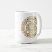 Elegant Goud op Witte Lotus Henna Mandala Koffiemok (Voorkant rechts)