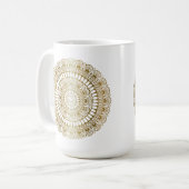 Elegant Goud op Witte Lotus Henna Mandala Koffiemok (Voorkant links)