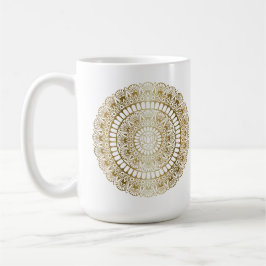 Elegant Goud op Witte Lotus Henna Mandala Koffiemok