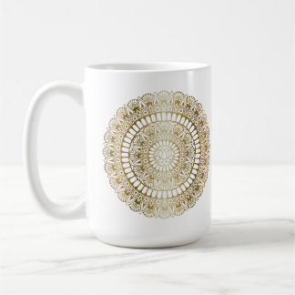 Elegant Goud op Witte Lotus Henna Mandala Koffiemok
