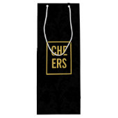 Elegant Goud op Zwart 50ste Bruiloft Jubileum Wijn Cadeautas (Achterkant)