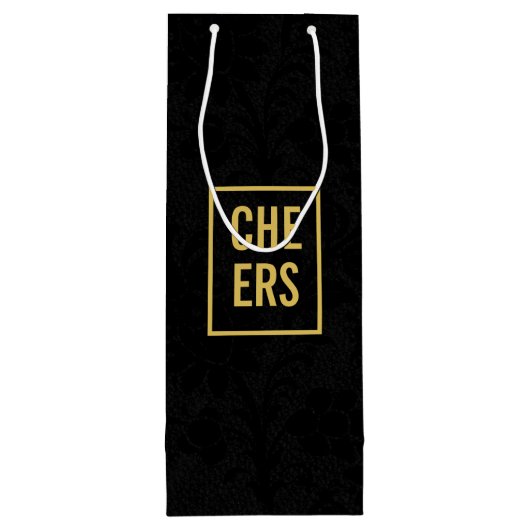 Elegant Goud op Zwart 50ste Bruiloft Jubileum Wijn Cadeautas (Achterkant)