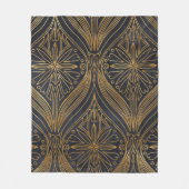 Elegant goud op zwart damast patroon fleece deken (Voorkant)