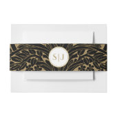 Elegant goud op zwart geparafeerde bruiloft uitnodigingen wikkel (Voorkant Voorbeeld)
