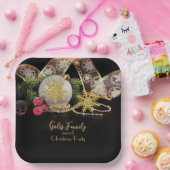 Elegant Goud op Zwart Kerstfeest Papieren Bordje (Feest)