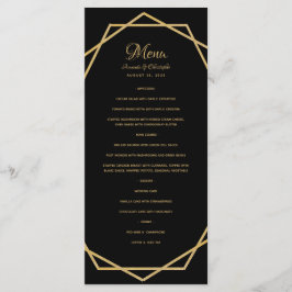 Elegant Goud op Zwart Modern Geometrisch Bruiloft Menu