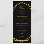 Elegant Goud op Zwart Modern Geometrisch Bruiloft Menu (Voorkant)