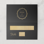 Elegant Goud op Zwart Modern Geometrisch Bruiloft Plaatskaartje (Buitenkant ongevouwen)