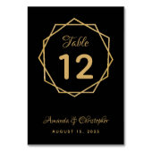 Elegant Goud op Zwarte Moderne Geometrische Trouw Kaart (Voorkant)