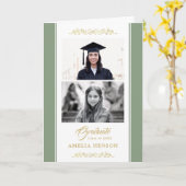 Elegant Goud Ornament Afstuderen 2 Foto Kaart (Gele Bloem)