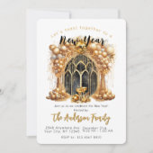 Elegant & Goud Oudejaarsfeest Kaart (Voorkant)