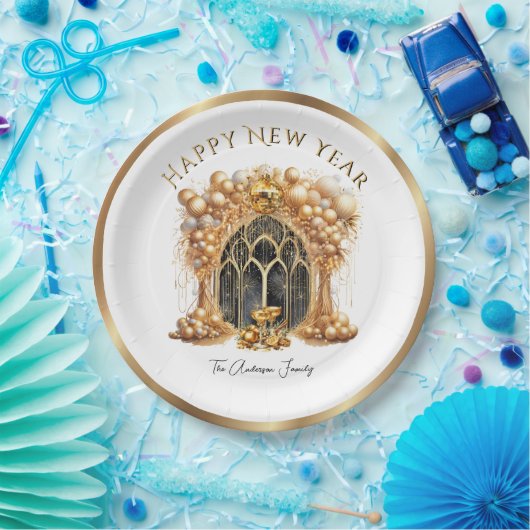 Elegant & Goud Oudejaarsfeest Papieren Bordje (Feest)